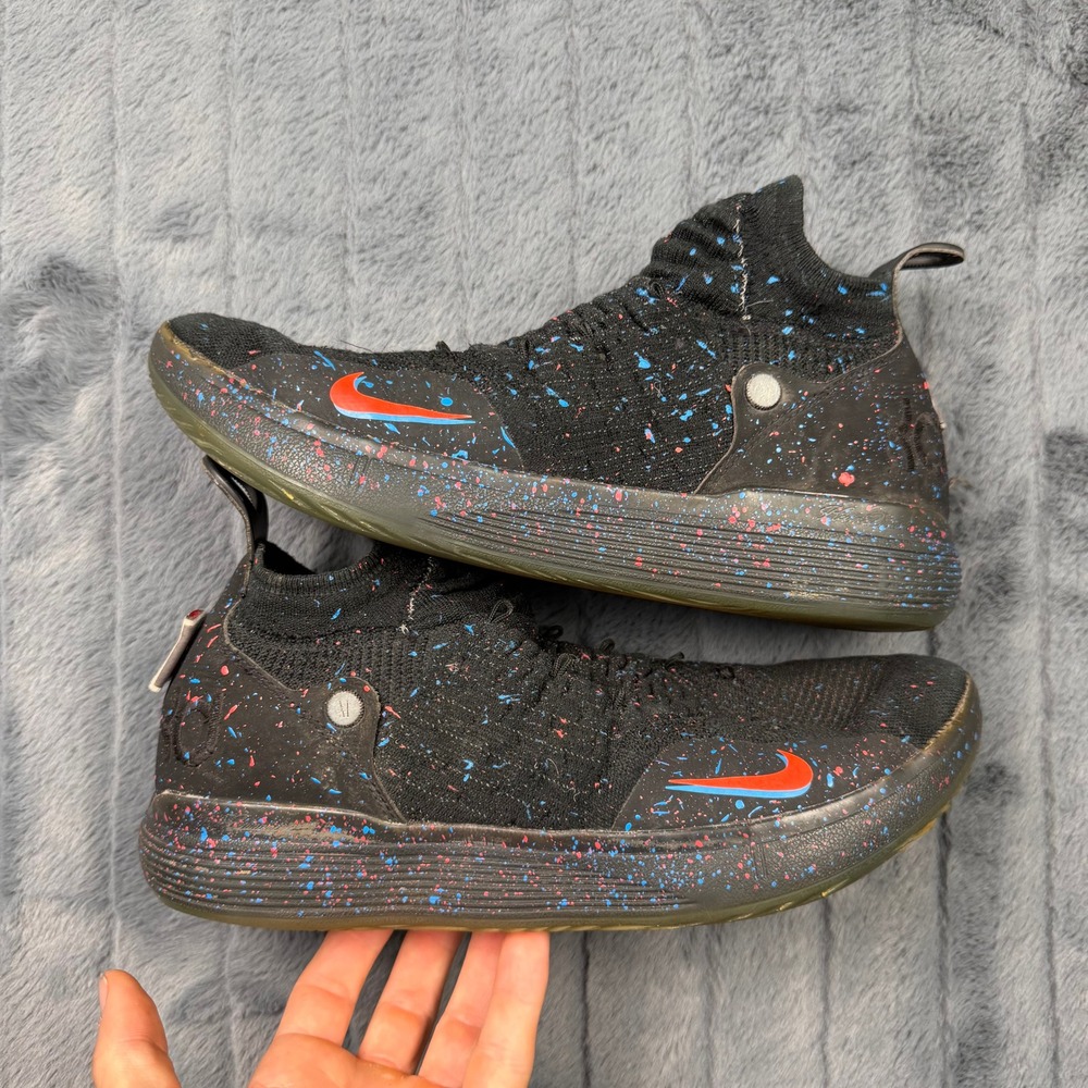 Nike KD 11 Black Twilight Pulse Paint Splatter Shoes AO2604-007 Mens 9.5